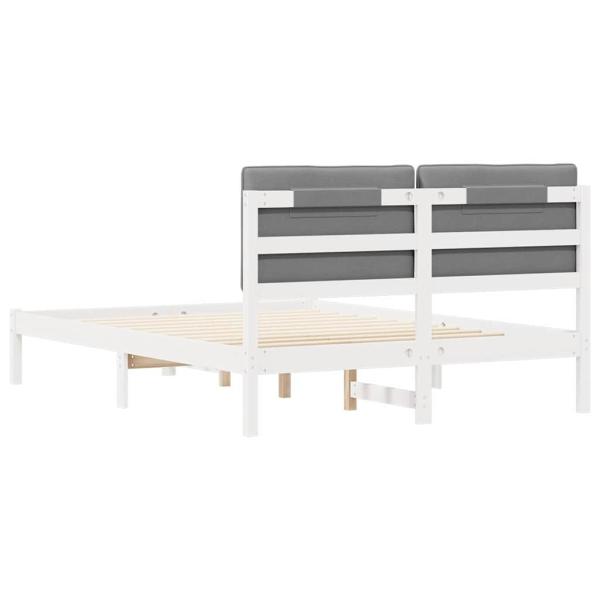 Bettgestell mit gepolstertem Kopfteil Hellgrau 135 x 190 cm