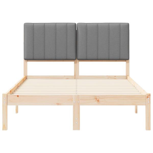 Bettgestell mit gepolstertem Kopfteil Hellgrau 120 x 190 cm