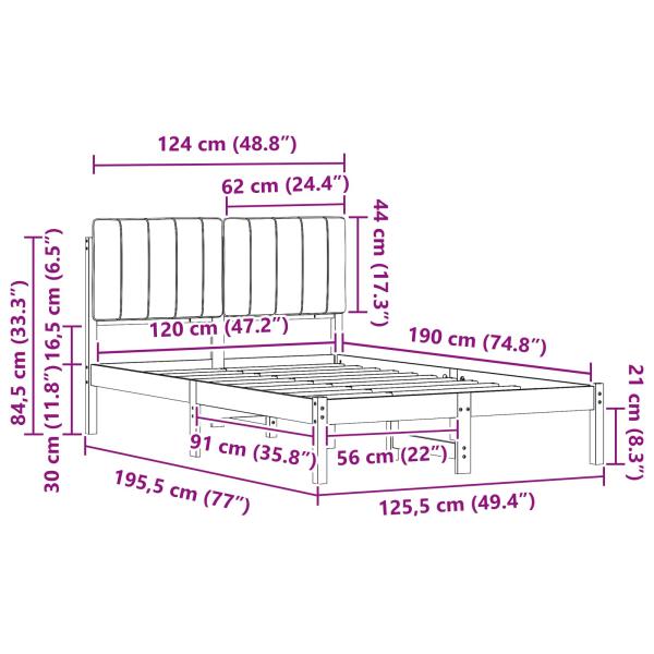 Bettgestell mit gepolstertem Kopfteil Hellgrau 120 x 190 cm
