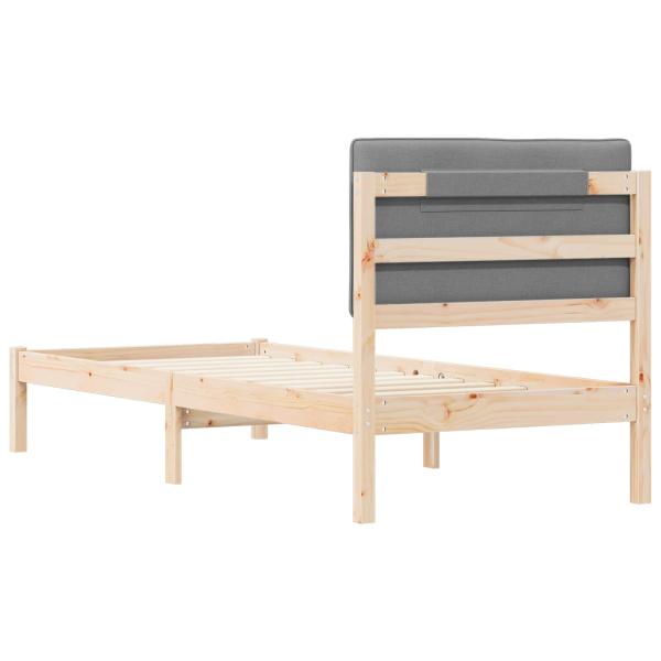 Bettgestell mit gepolstertem Kopfteil Hellgrau 75 x 190 cm