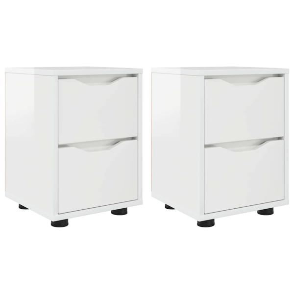 Nachttische 2 pcs Hochglanz Weiß 30,5 x 30 x 43 cm