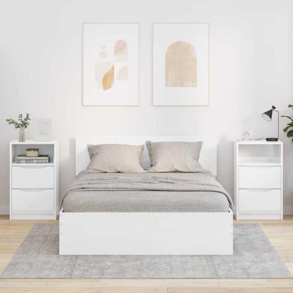 ARDEBO.de - Nachttische 2 pcs Hochglanz Weiß 40 x 30 x 467 cm Holzwerkstoff