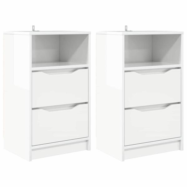 Nachttische 2 pcs Hochglanz Weiß 40 x 30 x 467 cm Holzwerkstoff