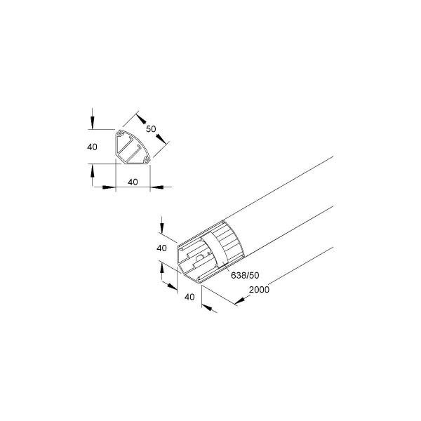 Kleinhuis Eckkanal mit Deckel und 2 Trennwänden 40x50x40x2000mm, PVC, reinweiß (EDK50.3)
