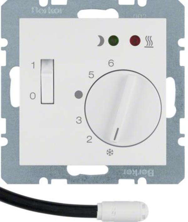 ARDEBO.de Berker 20348989 Fußbodentemperaturregler mit Schließer, Zentralstück, Wippschalter, S.1/B.3/B.7, polarweiß glänzend