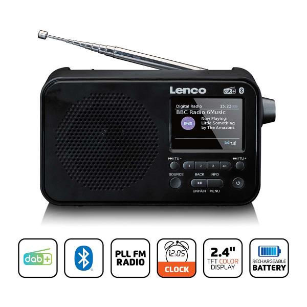 ARDEBO.de - Tragbares DAB+ FM-Radio mit Bluetooth® 2,4" TFT-Display Schwarz