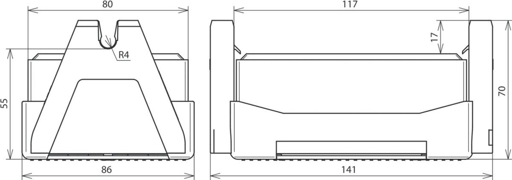 Dehn DLH FB2 8 FE 141X86X70 Dachleitungshalter, FB2, für Flachdächer mit Betonstein C35/45, mit L-Halter, rund 8mm, fest (253060)