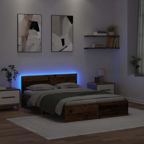 Bettgestell mit Kopfteil Altholz 140 x 190 cm Holzwerkstoff