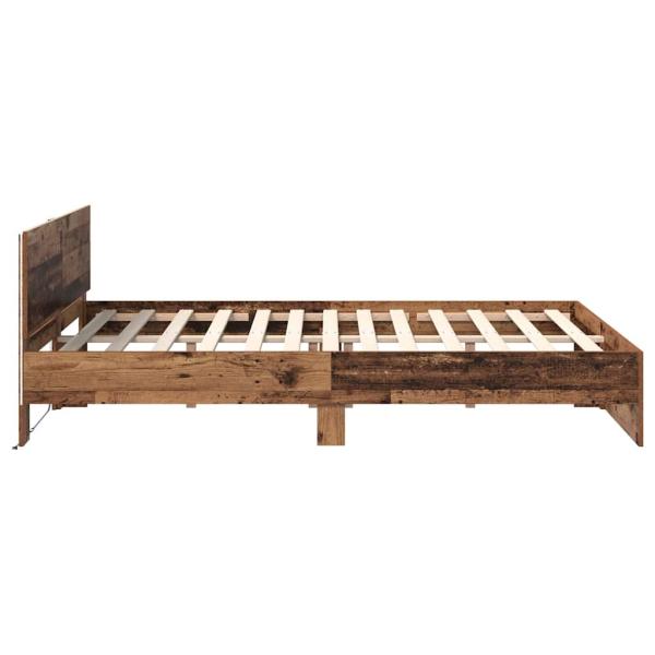 Bettrahmen mit Kopfteil Altholz 135 x 190 cm Holzwerkstoff