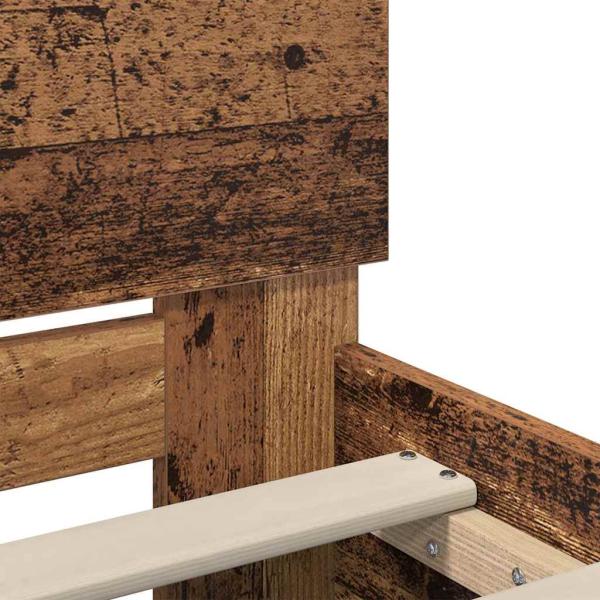 Bettrahmen mit Kopfteil Altholz 135 x 190 cm Holzwerkstoff