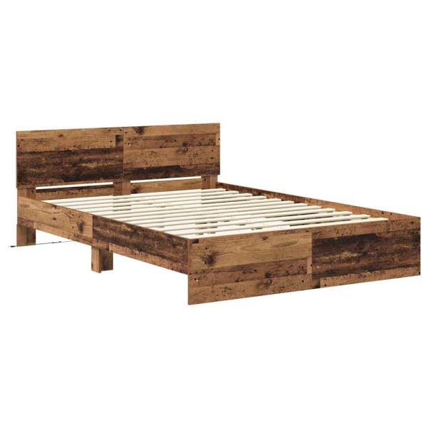 Bettrahmen mit Kopfteil Altholz 120 x 190 cm Holzwerkstoff