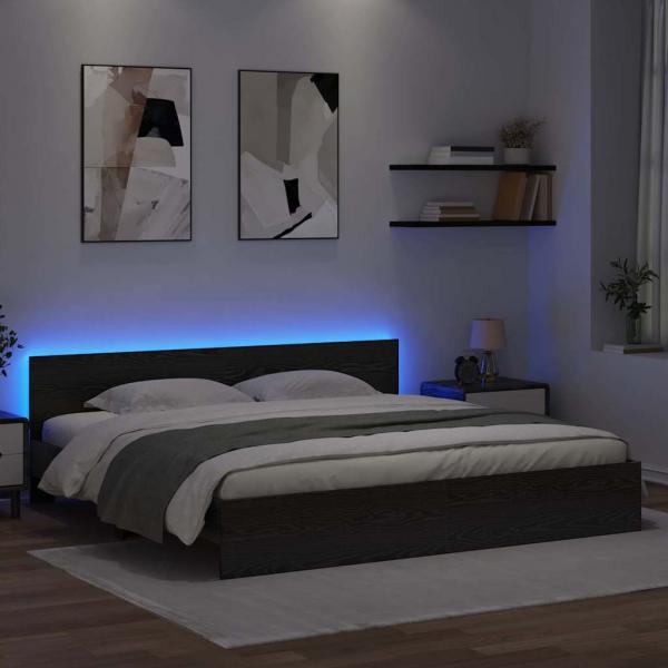 Bettrahmen Schwarz Eichen-Optik 180 x 200 cm Holzwerkstoff