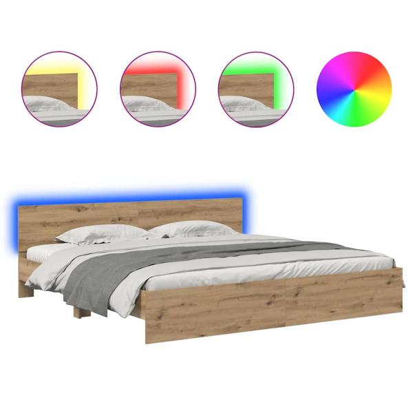 Bettrahmen Artisan-Eiche 200 x 200 cm Holzwerkstoff