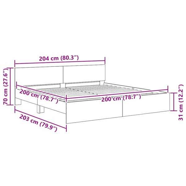 Bettrahmen Schwarz Eichen-Optik 200 x 200 cm Holzwerkstoff