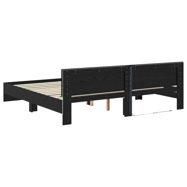 Bettrahmen Schwarz Eichen-Optik 200 x 200 cm Holzwerkstoff