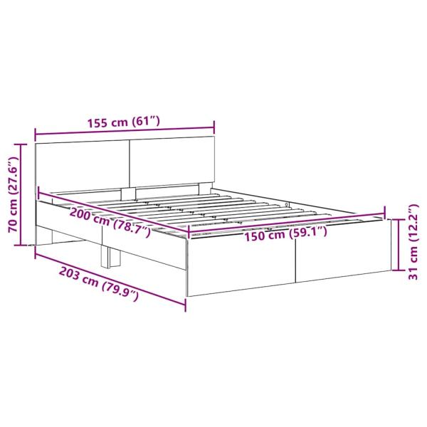 Bettrahmen mit Kopfteil Altholz 150 x 200 cm Holzwerkstoff