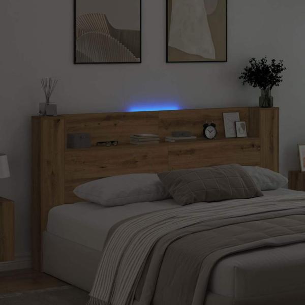 ARDEBO.de - Kopfteil Schrank mit Regal Artisan-Eiche 120 x 15 x 103.5 cm