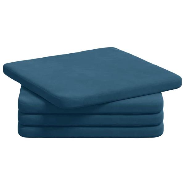 Sitzkissen 4 pcs Blau 40 x 40 x 3 cm Samt