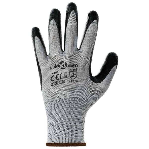 Arbeitshandschuhe 24 pcs Grau und Schwarz 8 / m Polyester