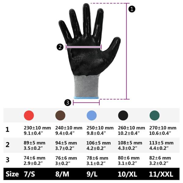Arbeitshandschuhe 12 pcs Grau und Schwarz 9 / l Polyester