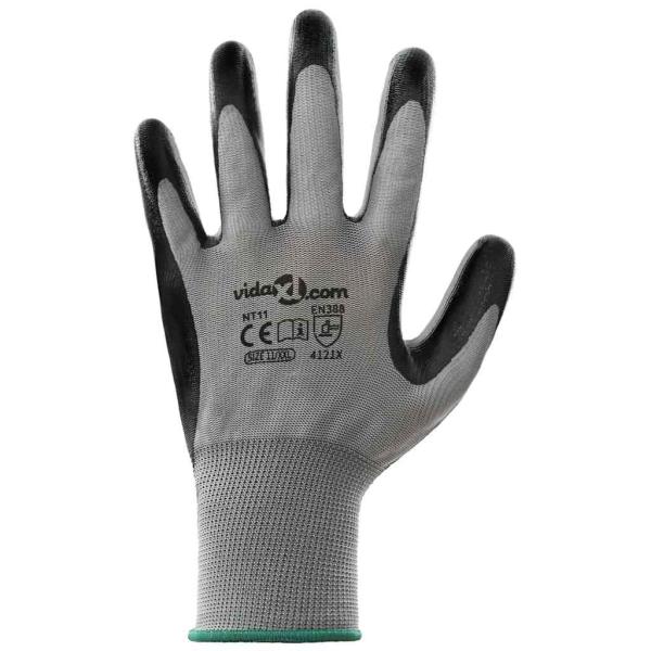 Arbeitshandschuhe 24 pcs Grau und Schwarz 11 / XXL Polyester