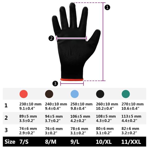 Arbeitshandschuhe 12 pcs Schwarz 7 / S Polyester