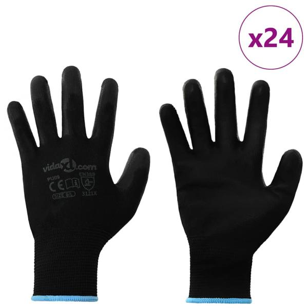 ARDEBO.de - Arbeitshandschuhe 24 pcs Schwarz 9 / l Polyester