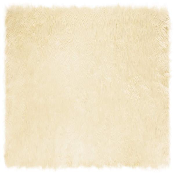 Kunstschaffell Teppich Creme 240 x 240 cm Polyester