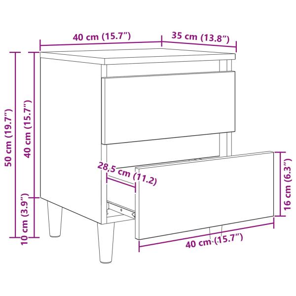 Bettschränke 2 pcs Artisan-Eiche 40 x 35 x 50 cm Holzwerkstoff