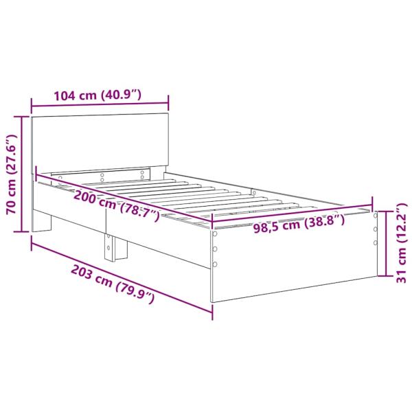 Bettrahmen Artisan-Eiche 100 x 200 cm Holzwerkstoff