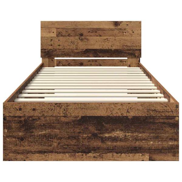 Bettrahmen mit Kopfteil Altholz 90 x 200 cm Holzwerkstoff
