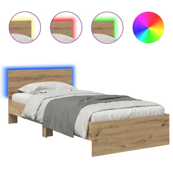 Bettrahmen mit Kopfteil Artisan-Eiche 90 x 190 cm Holzwerkstoff
