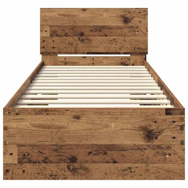 Bettrahmen mit Kopfteil Altholz 75 x 190 cm Holzwerkstoff