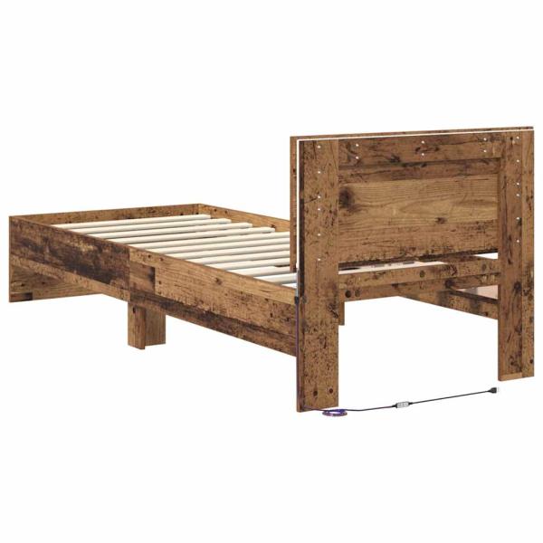 Bettrahmen mit Kopfteil Altholz 75 x 190 cm Holzwerkstoff