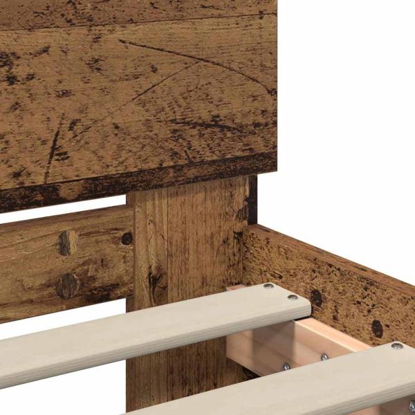 Bettrahmen mit Kopfteil Altholz 75 x 190 cm Holzwerkstoff