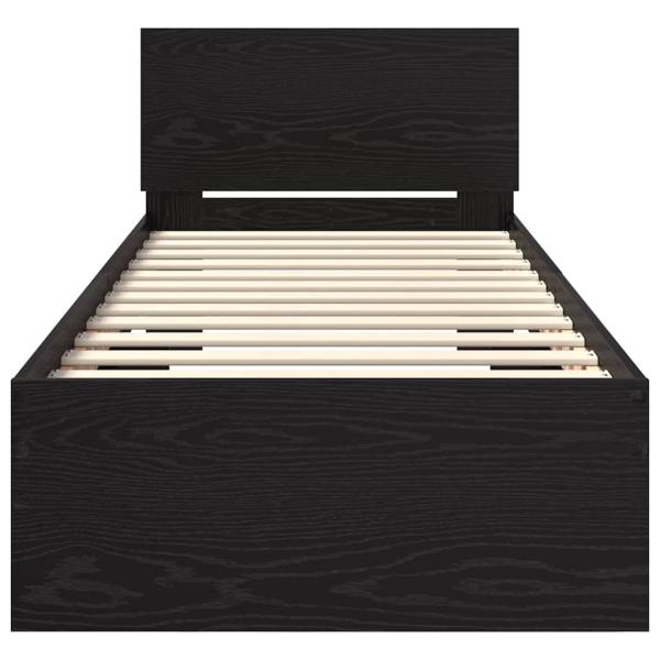 Bettrahmen Schwarz Eichen-Optik 75 x 190 cm Holzwerkstoff