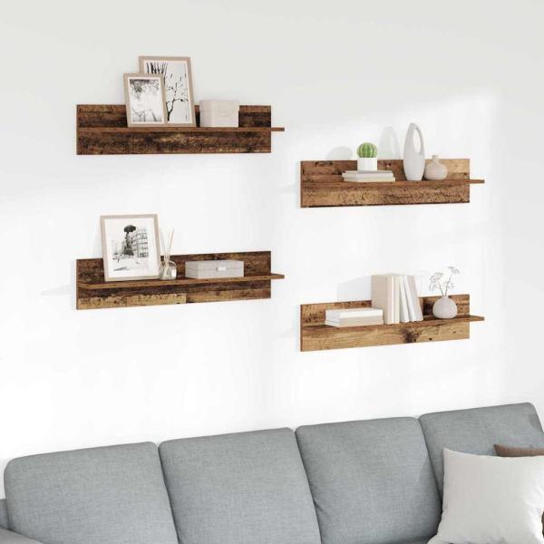 ARDEBO.de - Wandregale 4 pcs Altholz 80 x 11,5 x 18 cm Holzwerkstoff