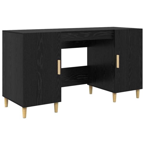 Schreibtisch mit Regal Schwarz Eichen-Optik 140 x 50 x 75 cm