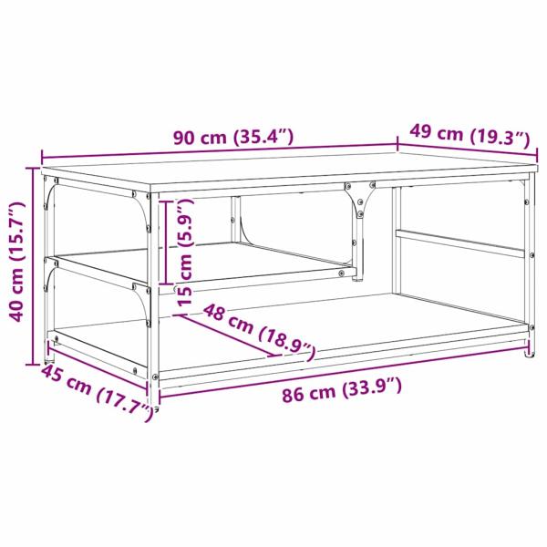 Couchtisch Altholz 90 x 49 x 40 cm Holzwerkstoff