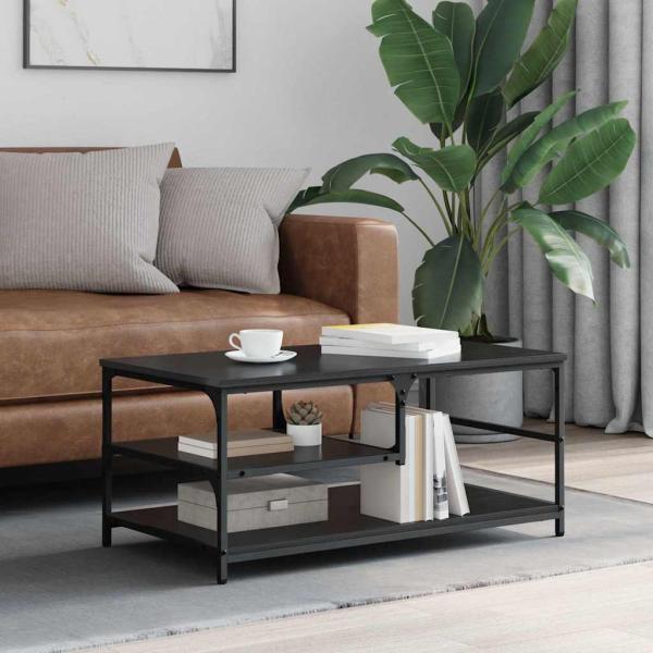 ARDEBO.de - Couchtisch Schwarz Eichen-Optik 90 x 49 x 40 cm Holzwerkstoff