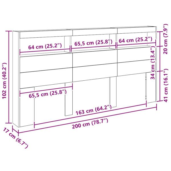 Kopfteil Artisan-Eiche 200 x 17 x 102 cm Holzwerkstoff