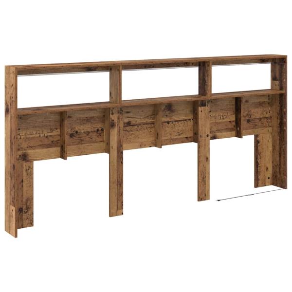 Kopfteil mit Regal Altholz 220 x 17 x 102 cm Holzwerkstoff