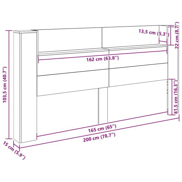 Kopfteil Artisan-Eiche 200 x 15 x 103,5 cm Holzwerkstoff