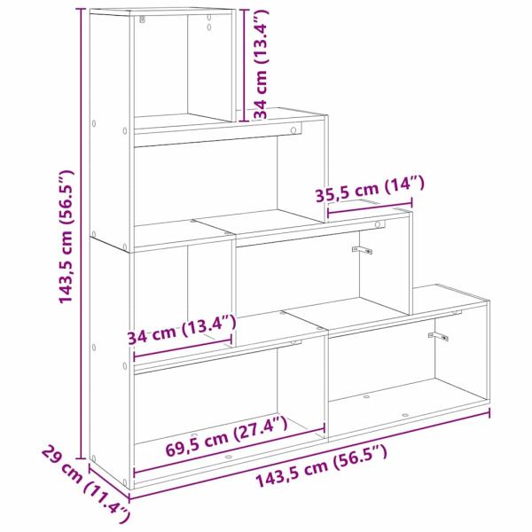 Raumteiler Bücherregal Schwarz Eichen-Optik