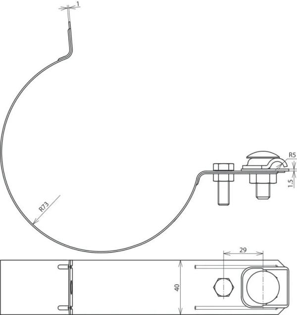 Dehn ZMRRS 100 KB 6.10 CU STTZN Regenrohrschelle, Ø 100mm, Klemmbereich 6-10mm, Cu-St/tZn Ausf. Zweimetall m. Klemmbock (420207)