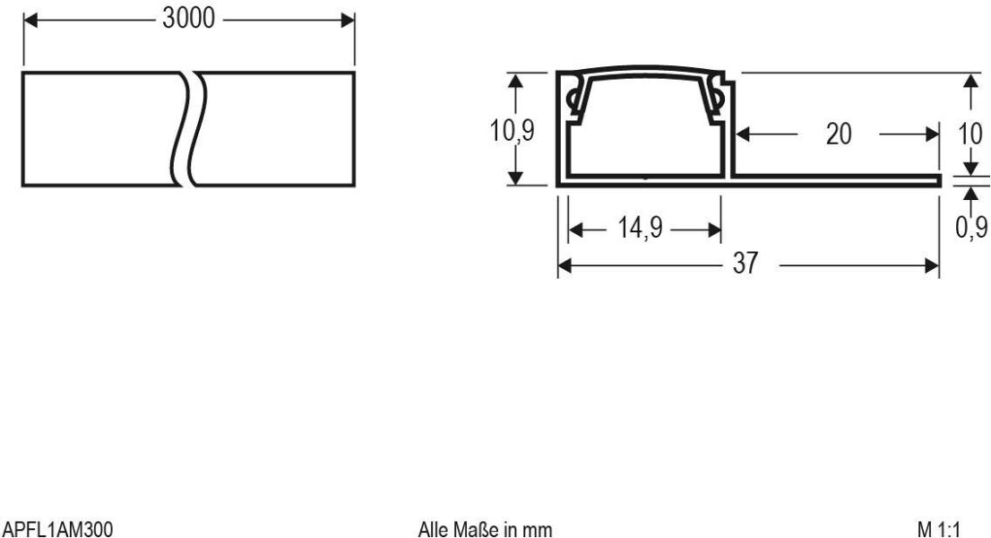 EVN APFL-Serie Alu Fliesenprofil mit Abdeckung, 300cm (APFL1AM300)