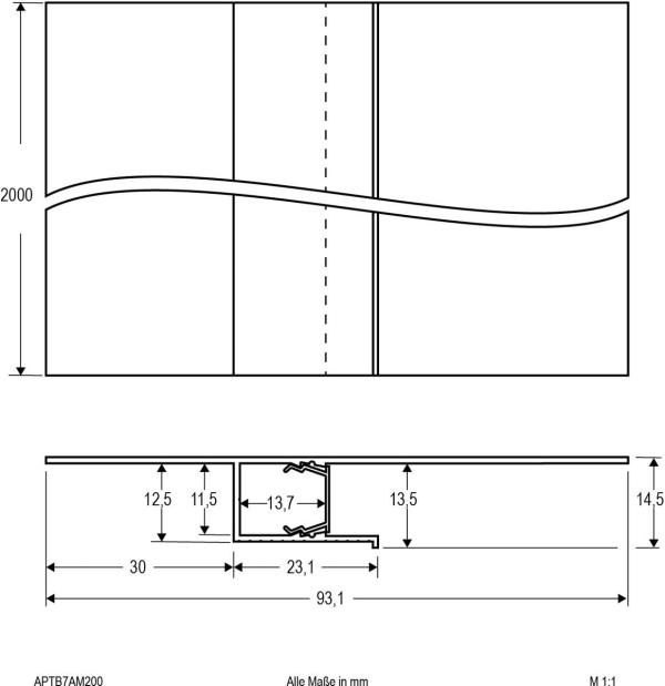 EVN APTB-Serie Alu Trockenbauprofil mit Abdeckung, 200cm (APTB7AM200)