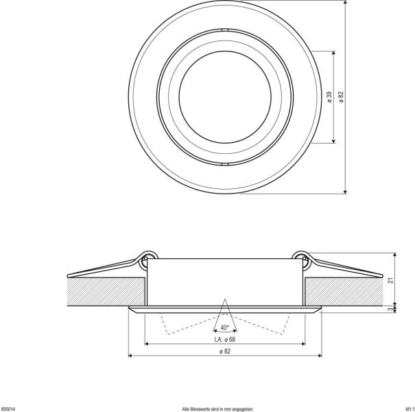 EVN Deckeneinbau, rund, schwenkbar, IP20, GX5,3, max. 50W, 12V, alu (695014)