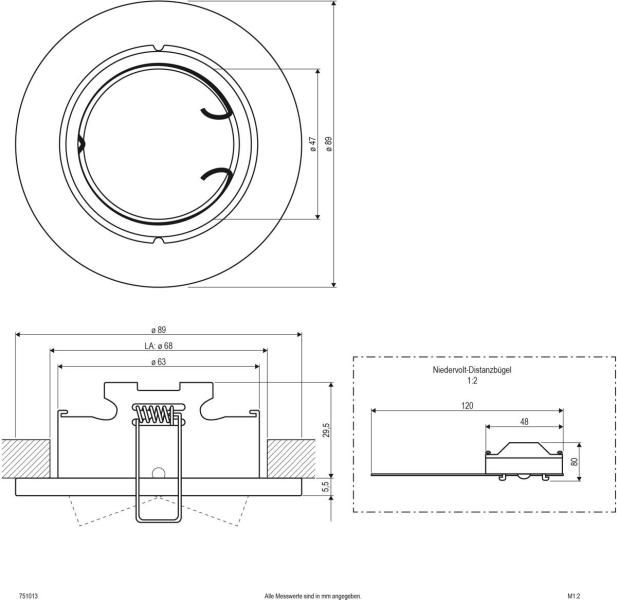 EVN Deckeneinbau, rund, schwenkbar, chrom satiniert (751013)