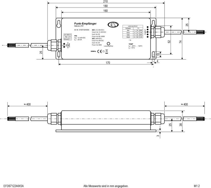 EVN EFD-Serie LED Funk-Multicolor-Empfänger, 12-48V/DC, max. 240-720W (EFD6712244X5A)
